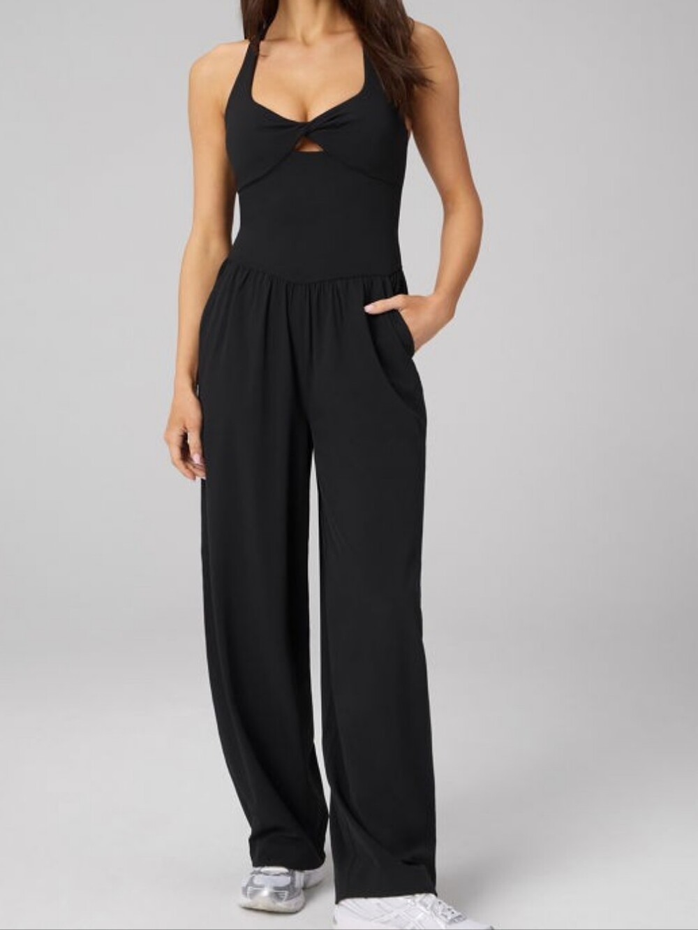 Daydreamer+ Women's Black Halter Jumpsuit with Wide Leg Fabletics